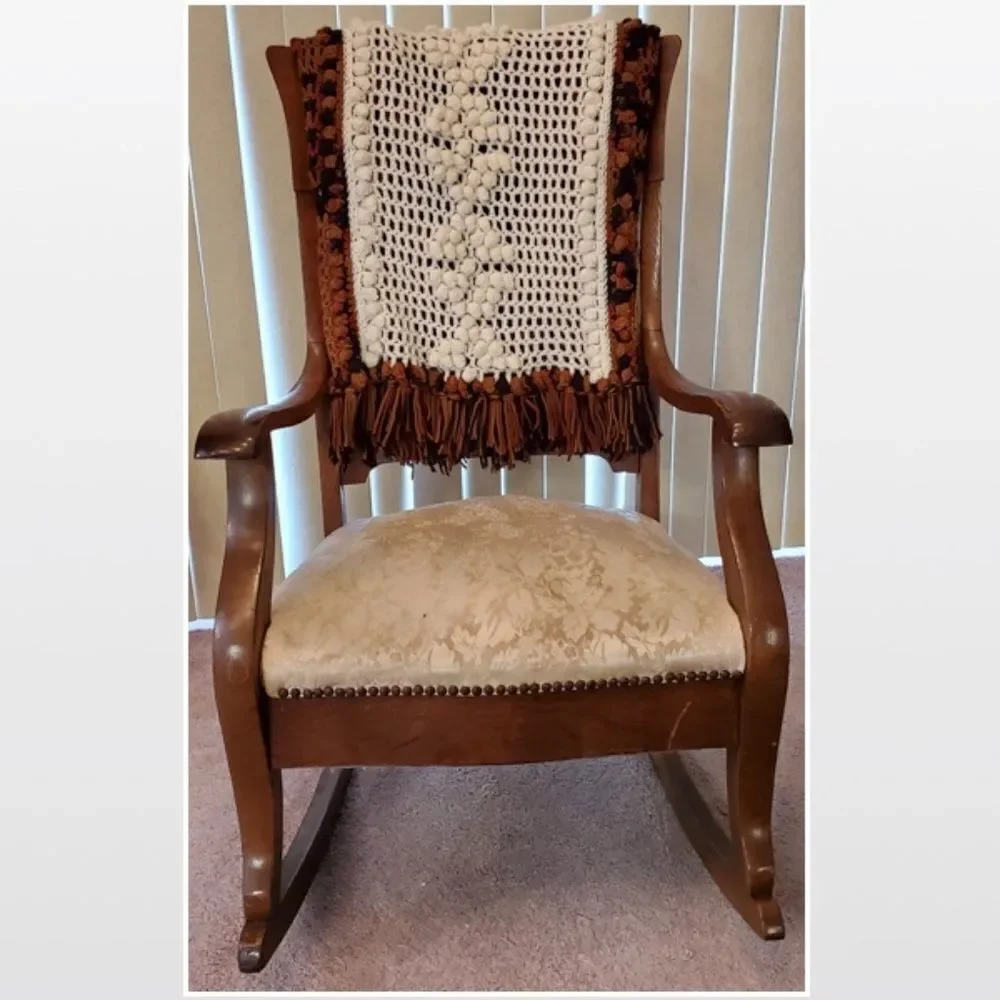 Vintage Hand Crochet Striped Blanket Home